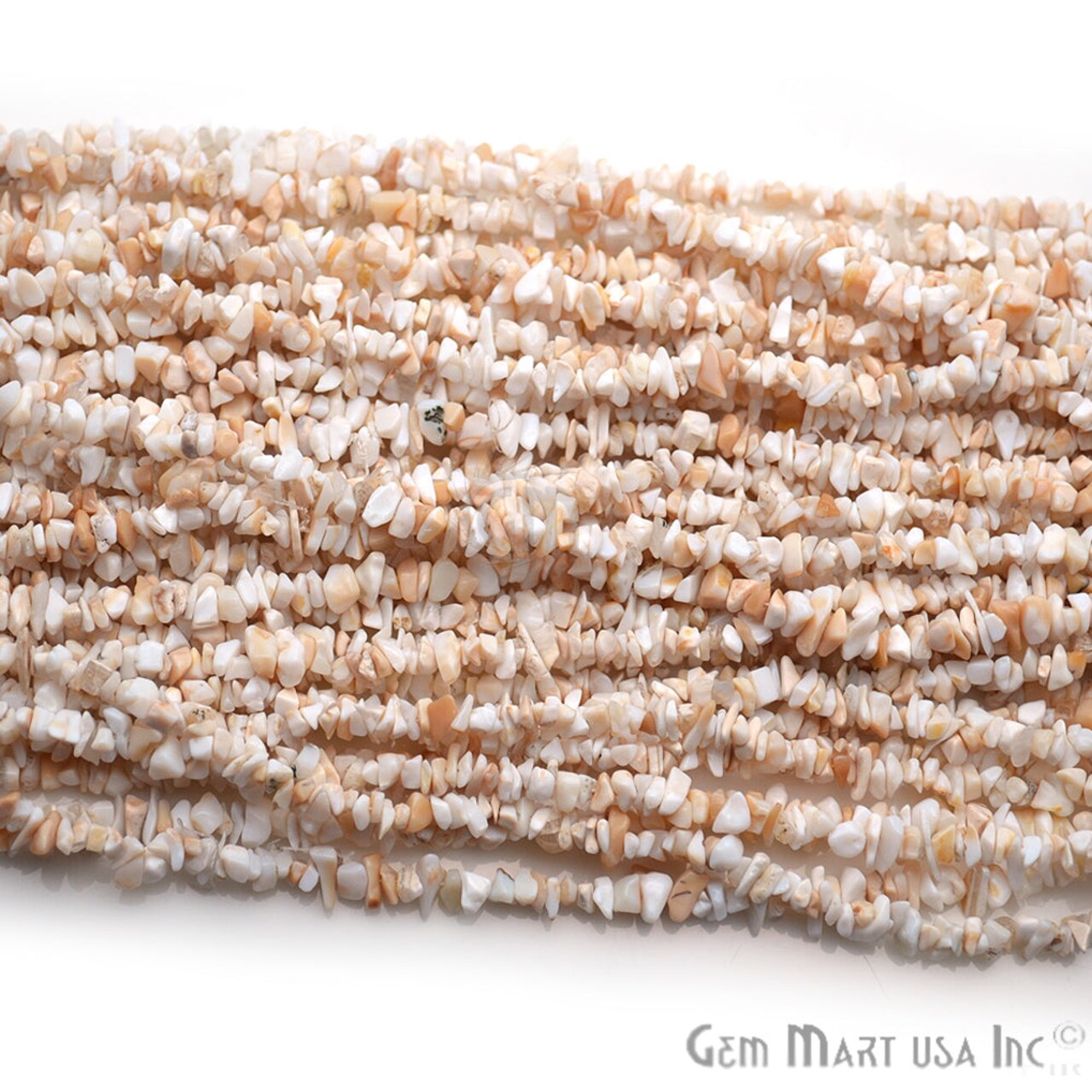 White Opal Chip Beads, 34 Inch, Natural Chip Strands, Drilled Strung Nugget Beads, 3-7mm, Polished, GemMartUSA (CHWO-70001)